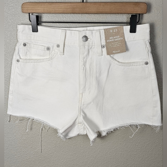 Madewell NWT White Relaxed Denim Jean Shorts - Picture 3 of 13